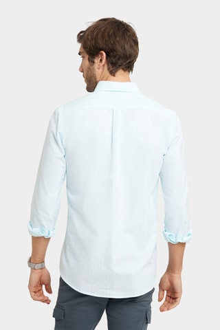 Biologisch Katoenen Overhemd Regular Fit - Hemelsblauw en Wit