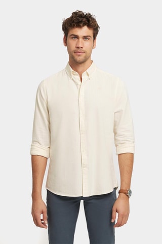 Biologisch Katoenen Overhemd Regular Fit - Geel en Wit
