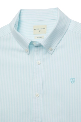 Overhemd Regular Fit - Turquoise en Wit