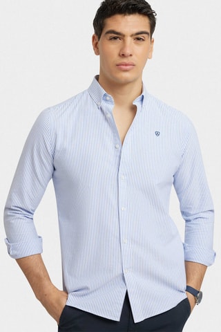 Overhemd Regular Fit - Marineblauw en Wit