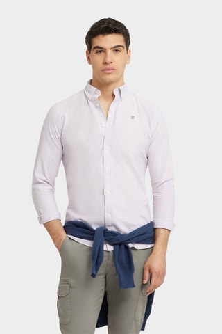 Overhemd Regular Fit - Paars en Wit