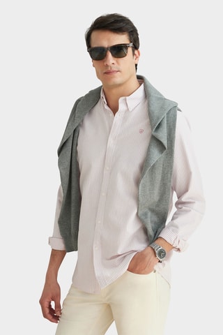 Overhemd Regular Fit - Roze en Wit