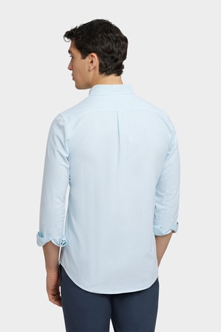 Overhemd Regular Fit - Turquoise en Wit