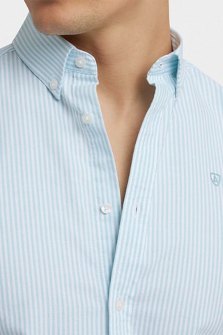 Overhemd Regular Fit - Turquoise en Wit