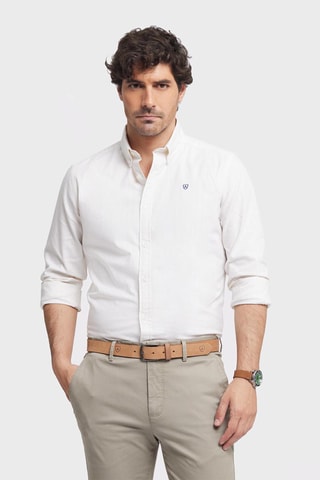 Biologisch Katoenen Overhemd Regular Fit - Lichtgrijs en Wit