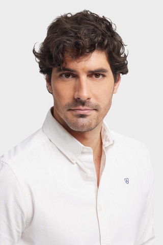 Biologisch Katoenen Overhemd Regular Fit - Lichtgrijs en Wit