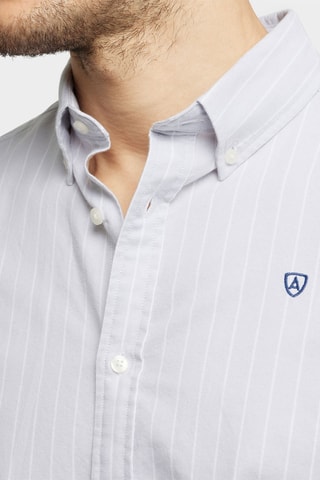 Biologisch Katoenen Overhemd Regular Fit - Lichtgrijs en Wit