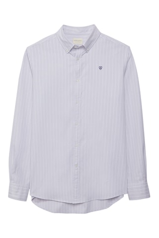 Biologisch Katoenen Overhemd Regular Fit - Lichtgrijs en Wit