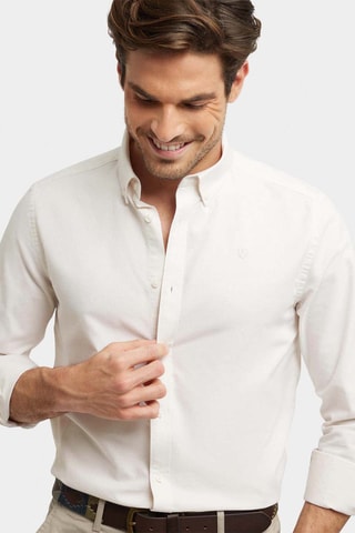 Biologisch Katoenen Overhemd Regular Fit - Ivoorkleurig