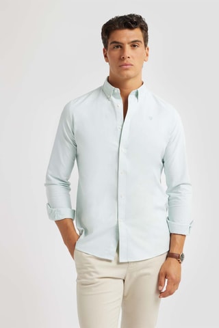 Biologisch Katoenen Overhemd Regular Fit - Zeegroen
