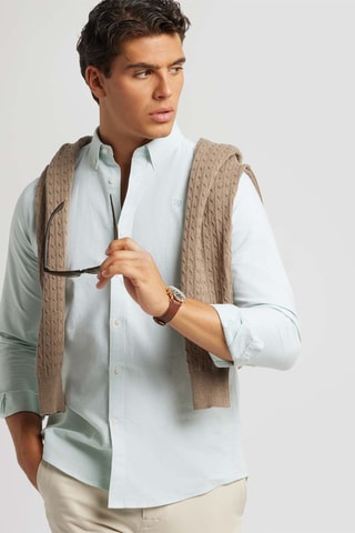 Biologisch Katoenen Overhemd Regular Fit - Zeegroen