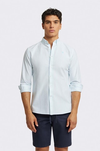 Biologisch Katoenen Overhemd Regular Fit - Turquoise en Wit