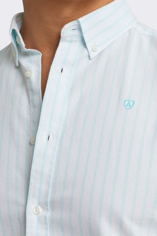 Biologisch Katoenen Overhemd Regular Fit - Turquoise en Wit