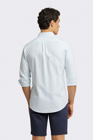 Biologisch Katoenen Overhemd Regular Fit - Turquoise en Wit