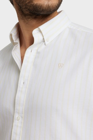 Biologisch Katoenen Overhemd Regular Fit - Beige en Wit