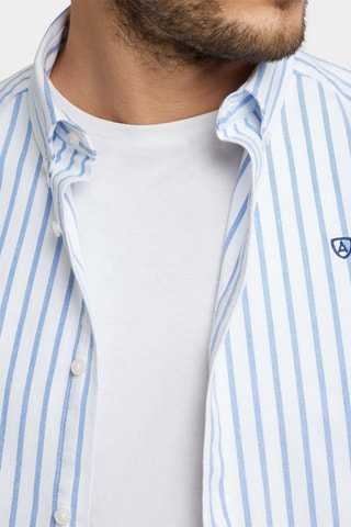 Biologisch Katoenen Overhemd Regular Fit - Wit en Marineblauw