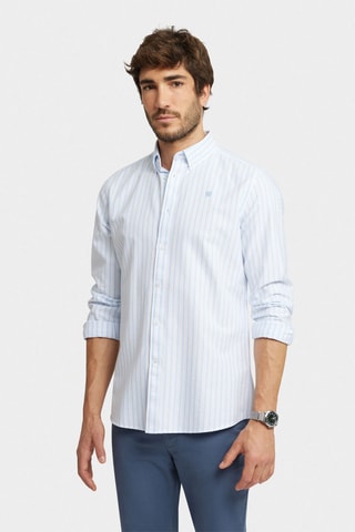 Biologisch Katoenen Overhemd Regular Fit - Wit en Hemelsblauw
