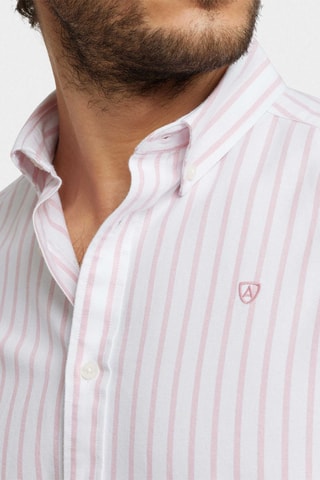 Biologisch Katoenen Overhemd Regular Fit - Wit en Koraalrood