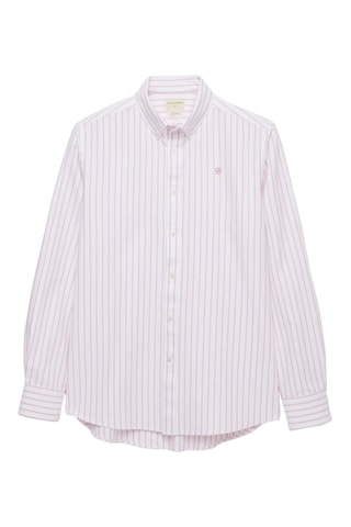 Biologisch Katoenen Overhemd Regular Fit - Wit en Koraalrood