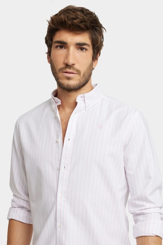 Biologisch Katoenen Overhemd Regular Fit - Wit en Roze