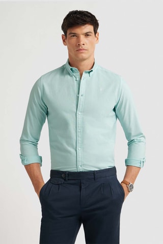 Biologisch Katoenen Overhemd Regular Fit - Groen