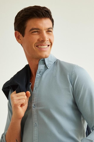 Biologisch Katoenen Overhemd Regular Fit - Hemelsblauw