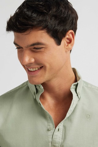 Biologisch Katoenen Overhemd Regular Fit - Groen
