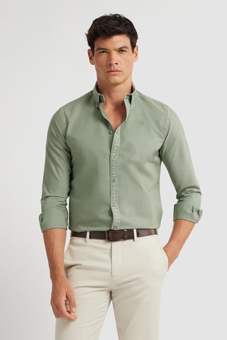 Biologisch Katoenen Overhemd Regular Fit - Groen