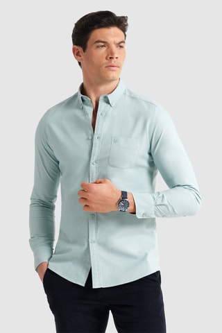 Overhemd Regular Fit - Zeegroen