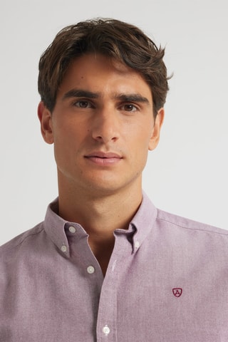 Biologisch Katoenen Overhemd Regular Fit - Bordeauxrood