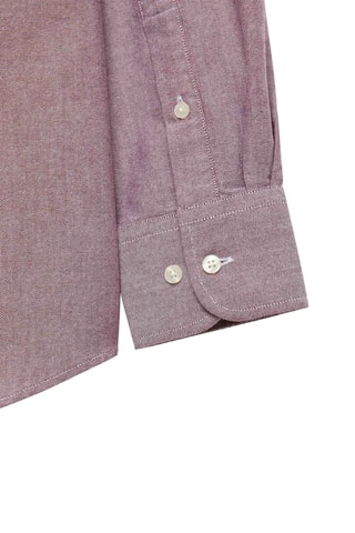 Biologisch Katoenen Overhemd Regular Fit - Bordeauxrood