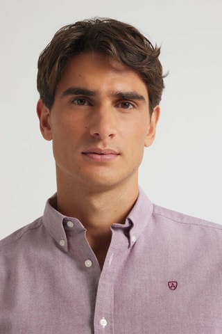 Biologisch Katoenen Overhemd Regular Fit - Bordeauxrood