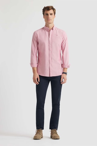Biologisch Katoenen Overhemd Regular Fit - Gemêleerd Rood