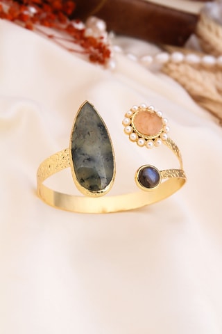 Bracciale bangle - Prehnite e citrino