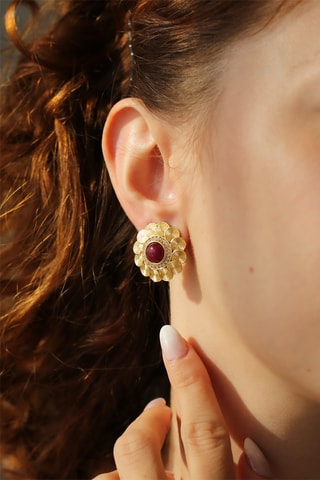 Orecchini - Laminato oro giallo e agate