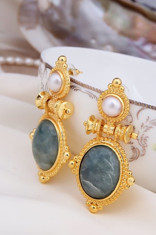 Orecchini - Amazzoniti e perle coltivate