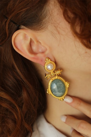 Orecchini - Amazzoniti e perle coltivate