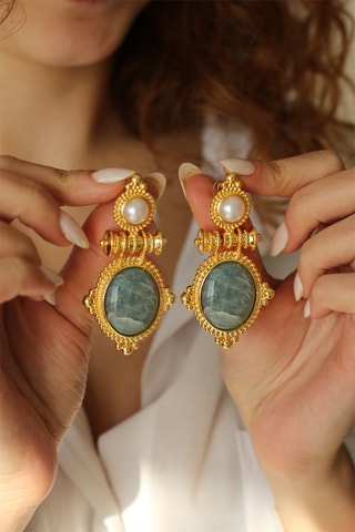 Orecchini - Amazzoniti e perle coltivate