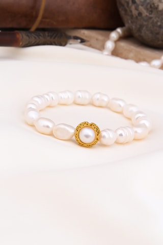 Bracciale - Bianco e dorato 
