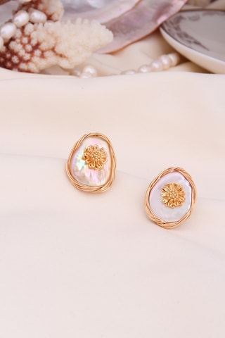 Orecchini - Placcato oro giallo e madreperla