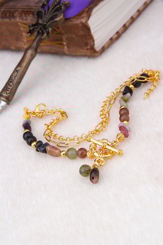 Bracciale laminato oro giallo - Tormaline