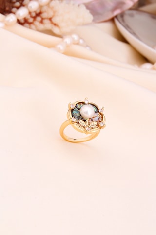 Anello - Placcato oro giallo e madreperla