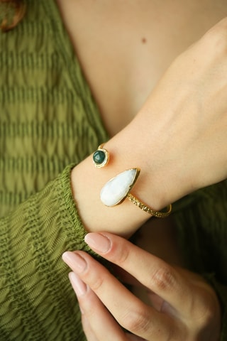 Bracciale bangle - Agata e pietra di luna