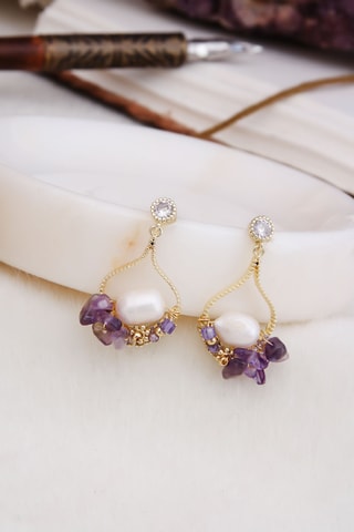Orecchini - Dorato e viola