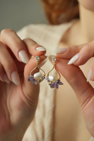 Orecchini - Dorato e viola