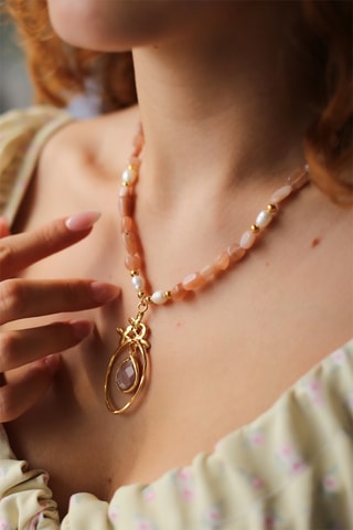 Collier - Plaqué or jaune et pierres de soleil