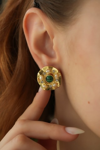 Orecchini - Malachiti e perle coltivate