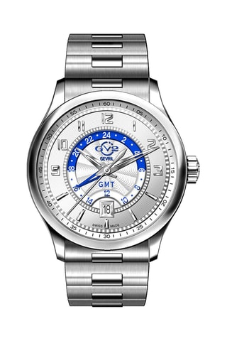 Reloj de cuarzo de acero Giromondo - Plateado y azul