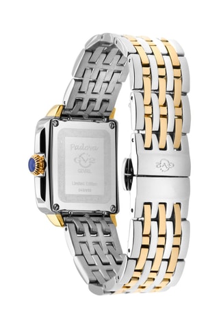 Reloj de cuarzo chapado en ion de oro amarillo, nácar y diamantes