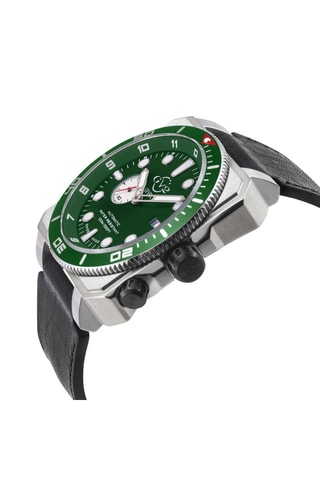 Reloj automático de piel - Negro, plateado y verde